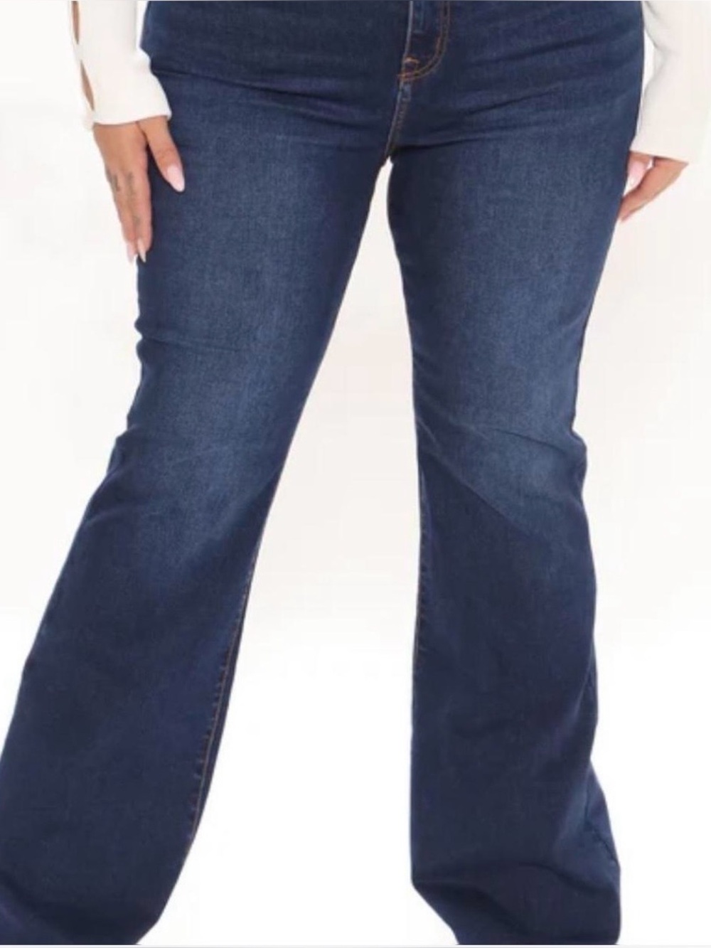 Fashion Nova High waisted Dark Blue Women’s Flare Jeans 14 plus-33” inseam